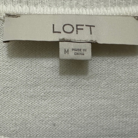 120 LOFT | NWOT White Pullover Sweater with Black Lace Trim (Size M) - Picture 3 of 7